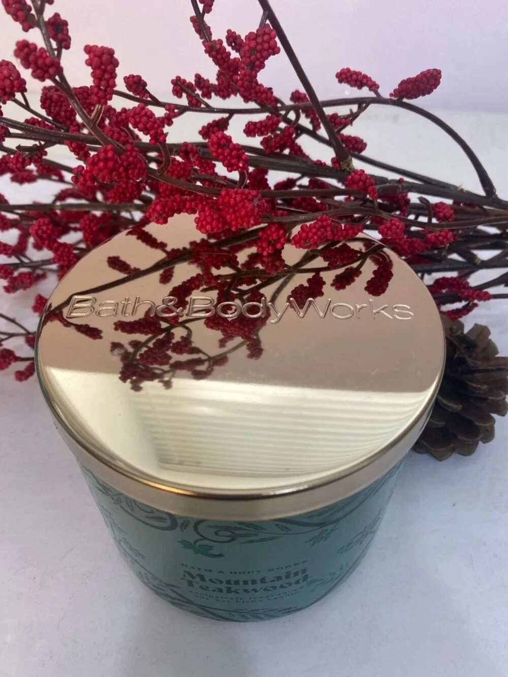 “Mountain Teakwood” Bath & Body Works New 3 Wick Candle